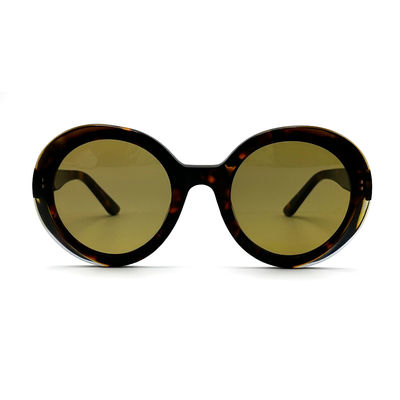 Harga yang bagus AS101 Kacamata Matahari Asetat Perempuan Bulat dengan Lensa CR 39 on line