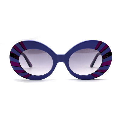 Harga yang bagus AS102 Kacamata hitam wanita dengan bingkai asetat bulat 100% perlindungan UV on line