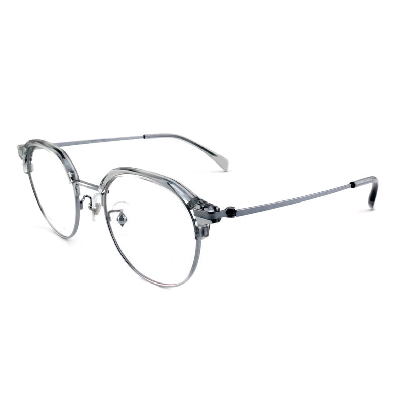 FP2713 Kacamata Metal Acetate Bulat Vintage Unisex Kacamata Ringan