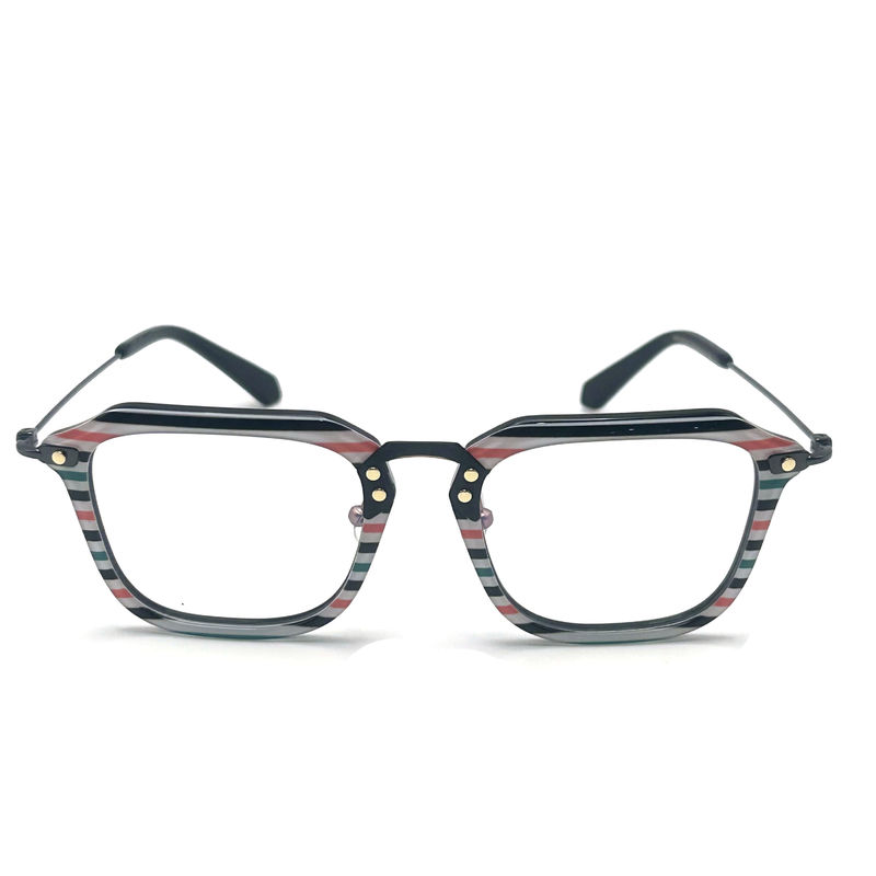 BD124 Frame Customized Color Acetate Metal Frame dengan Panjang Kuil 142mm