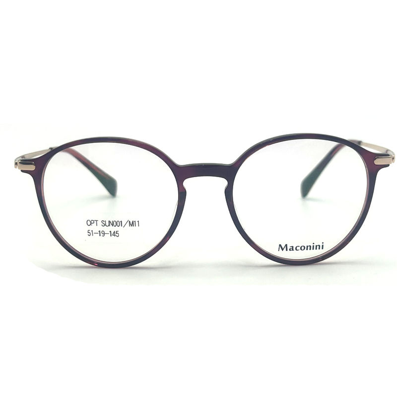 OPT SUN001 Acetate Optical Frame dengan kerangka elastisitas tinggi temples trendy Style Bulat Mode