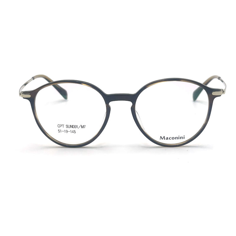 OPT SUN001 Acetate Optical Frame dengan kerangka elastisitas tinggi temples trendy Style Bulat Mode