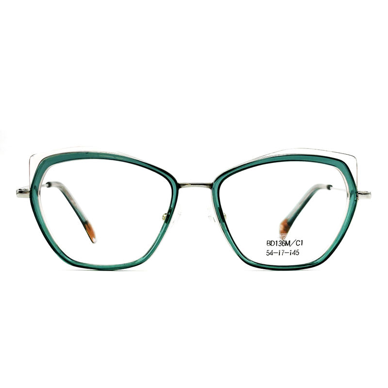 BD136M Custom Vintage Square Kacamata Acetate Metal Frame Untuk Wanita