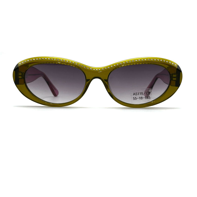 Acetate Sheet Frame Wanita Klasik Kupu-kupu Kacamata Matahari dengan Strass-AS119,ODM / OEM Factory